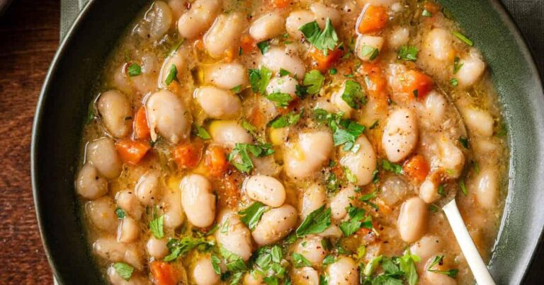 Brothy Gigante Beans with Spinach