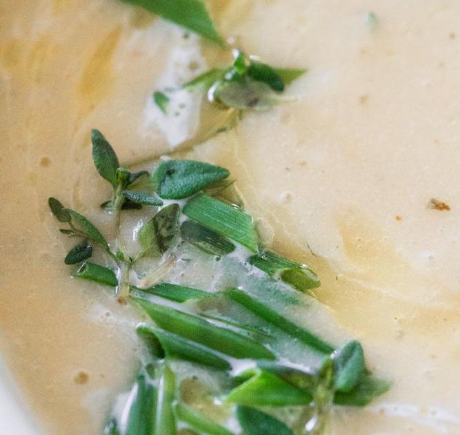 Roasted Potato Leek and Garlic Soup