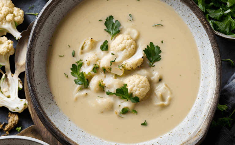 Velvety Roasted Cauliflower, Apple, and Thyme Soup