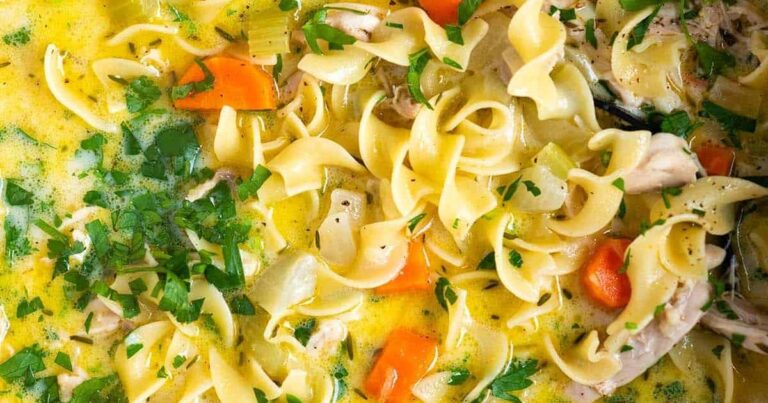 Classic Chicken Noodle Soup & Easy Homemade Broth Recipe