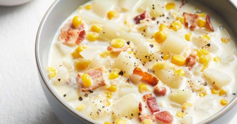 Creamy Chicken + Sweet Potato Corn Chowder