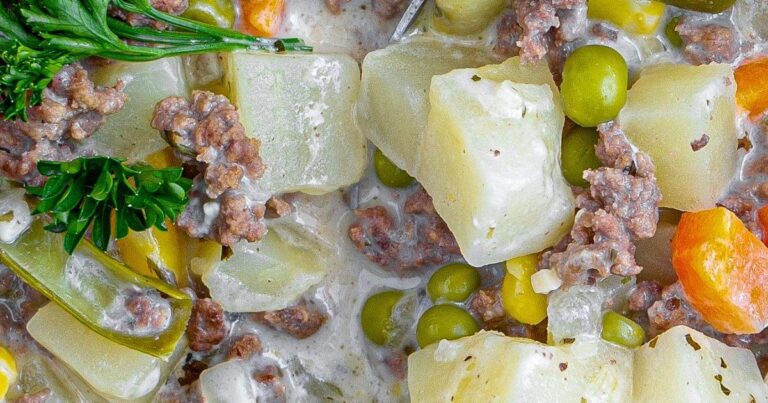 Crockpot Creamy Potato & Hamburger Soup