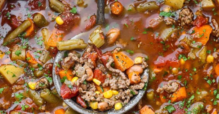 Hearty Hamburger Soup with freezer instructions