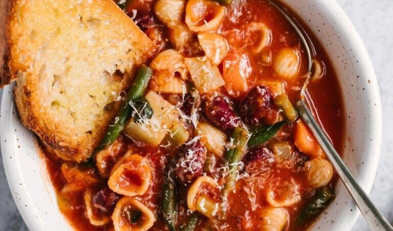 Hearty Minestrone Soup with Fresh Arugula