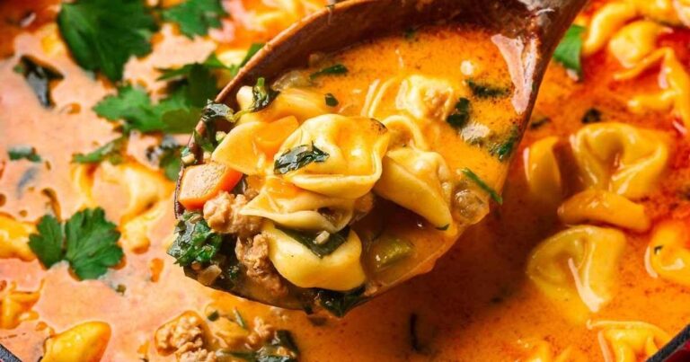 Italian Sausage Soup with Spinach, Pasta, and Caramelized Fennel