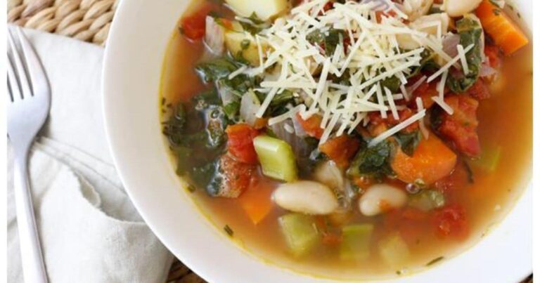 Minestrone Soup with Kale, Prosciutto and Cannellini Beans