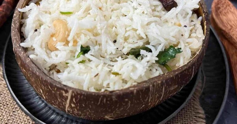 Nariyal Kanji (Indian Rice soup flavoured with coconut milk)