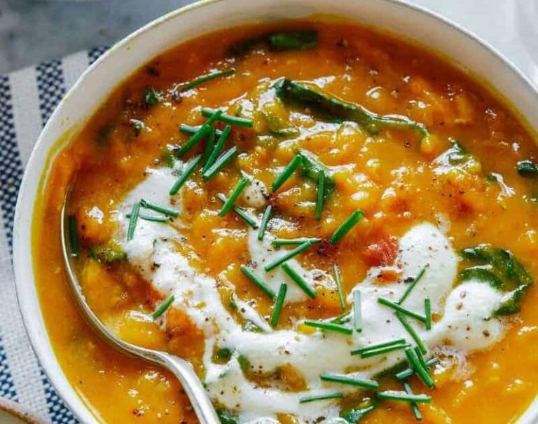 Red Lentil Soup with Spinach