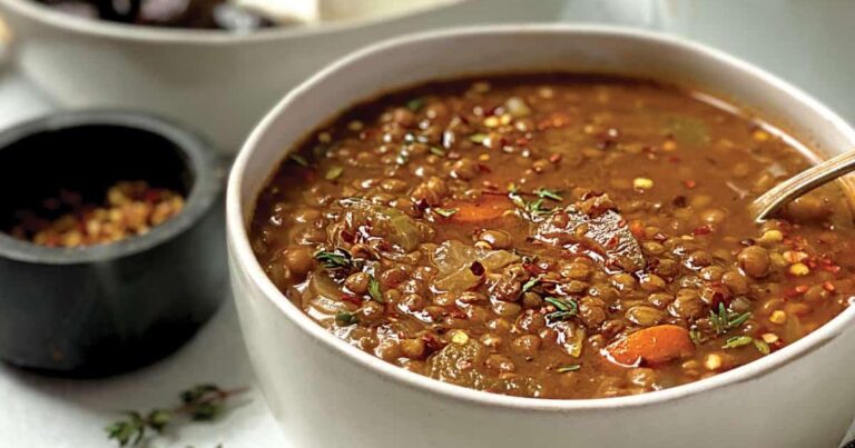 Thick & Creamy Brown Lentil Soup