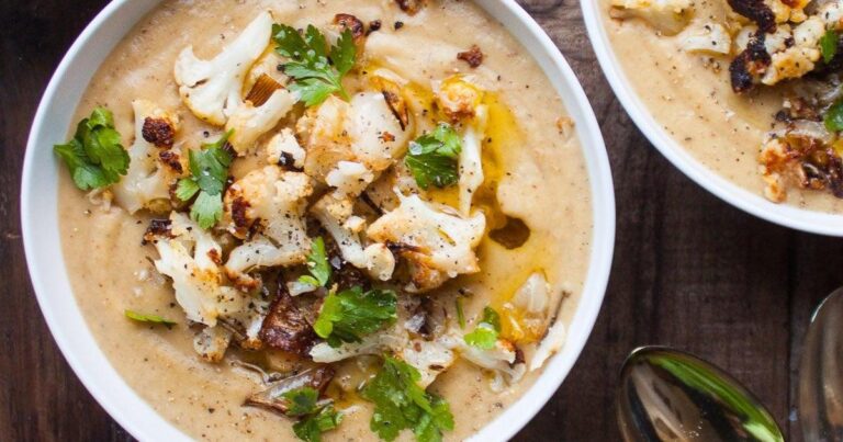 VEGAN Roasted Potato and Cauliflower Soup
